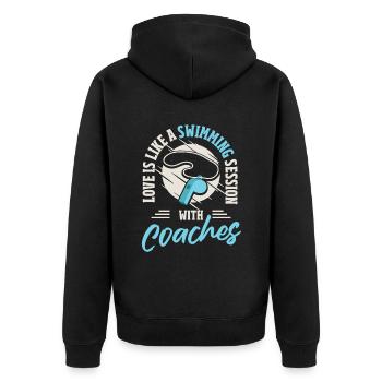 Trainer Ausbilder Coaching Schwimmen Sporttrainer - Unisex Premium Bio Zip Hoodie - Schwarz - Hinten - Nico (187cm)