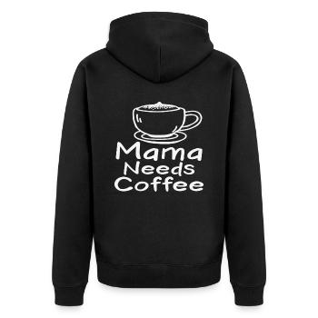 Mama braucht Kaffee-Kaffee-Zitate - Unisex Premium Bio Zip Hoodie - Schwarz - Hinten - Nico (187cm)