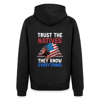 Amerikanischer Kopfschmuck Erste Amerikaner Native - Unisex Premium Bio Zip Hoodie - Schwarz - Hinten - Nico (187cm)