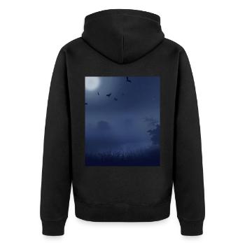 Goth Ästhetik Vollmond Und Fledermäuse - Unisex Premium Bio Zip Hoodie - Schwarz - Hinten - Nico (187cm)