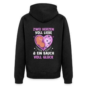 Mutter Schwangerschaft Schwanger Werdende Mama - Unisex Premium Bio Zip Hoodie - Schwarz - Hinten - Nico (187cm)
