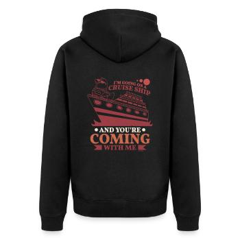 ich mache eine Kreuzfahrt - Unisex Premium Bio Zip Hoodie - Schwarz - Hinten - Nico (187cm)