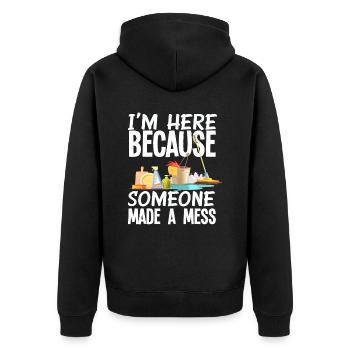 School caretaker cleaning cleansing power - Unisex Premium Organic Zip Hoodie - black - Back - Nico (187cm)