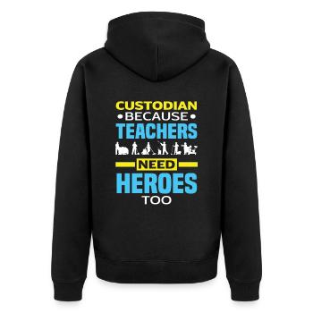 School Janitor Heroes Teacher - Unisex Premium Organic Zip Hoodie - black - Back - Nico (187cm)