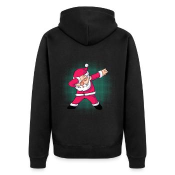 Dabbing Weihnachtsmann Weihnachten Geschenk - Unisex Premium Bio Zip Hoodie - Schwarz - Hinten - Nico (187cm)
