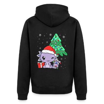 Kawaii Axolotl Christmas Tree Christmas Gift - Unisex Premium Organic Zip Hoodie - black - Back - Nico (187cm)