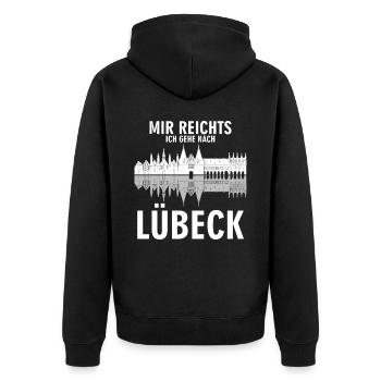 Lübeck Urlaub Lübecker - Unisex Premium Bio Zip Hoodie - Schwarz - Hinten - Nico (187cm)