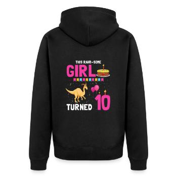 Parasaurolophus Kinder Design Dinosaurier - Unisex Premium Bio Zip Hoodie - Schwarz - Hinten - Nico (187cm)