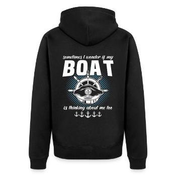 Captain Boat Captain - Unisex Premium Organic Zip Hoodie - black - Back - Nico (187cm)