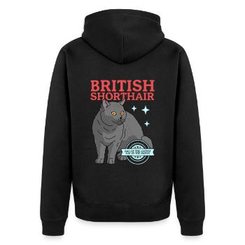 British Shorthair Papa Chat Chat Papa Cadeau - Veste à capuche bio Premium Unisexe - noir - Dos - Nico (187cm)