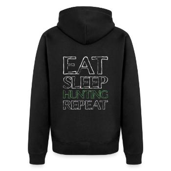 Eating Sleep Hunting - Unisex Premium Organic Zip Hoodie - black - Back - Nico (187cm)