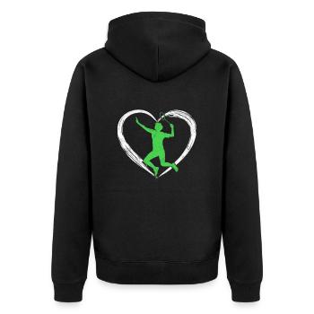 badminton love - Unisex Premium Bio Zip Hoodie - Schwarz - Hinten - Nico (187cm)