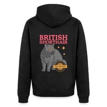 British Shorthair Mom Cat Cat Mom Cadeau - Veste à capuche bio Premium Unisexe - noir - Dos - Nico (187cm)