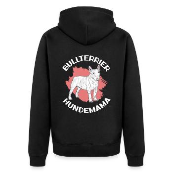 Bullterrier Hundemama Hundebesitzerin Geschenk - Unisex Premium Bio Zip Hoodie - Schwarz - Hinten - Nico (187cm)