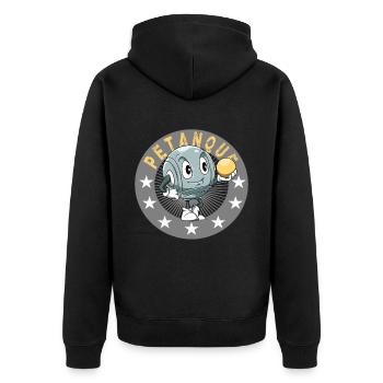Petanque Petanque Geschenke für einen Petanque - Unisex Premium Bio Zip Hoodie - Schwarz - Hinten - Nico (187cm)