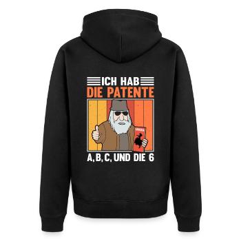 Kapitän zur See Harald Krull - Unisex Premium Bio Zip Hoodie - Schwarz - Hinten - Nico (187cm)