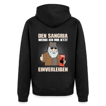 DEN SANGRIA WERDE ICH MIR JETZT EINVERLEIBEN - Unisex Premium Bio Zip Hoodie - Schwarz - Hinten - Nico (187cm)