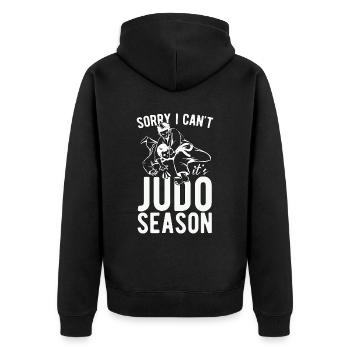 Sorry I Can't Judo Season Fighter Karate Training - Unisex Premium Bio Zip Hoodie - Schwarz - Hinten - Nico (187cm)