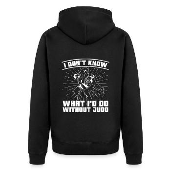 Judo I Don't Know What Fighter Karate Training - Unisex Premium Bio Zip Hoodie - Schwarz - Hinten - Nico (187cm)