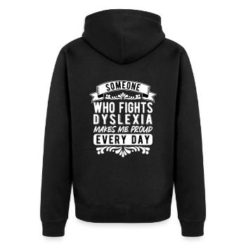 Dyslexia Dyslexics - Unisex Premium Organic Zip Hoodie - black - Back - Nico (187cm)