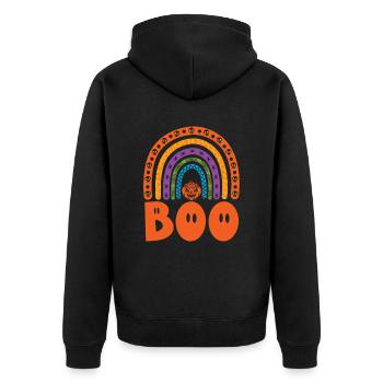 Boo Colorful Rainbow Pumpkin Halloween Costume - Unisex Premium Organic Zip Hoodie - black - Back - Nico (187cm)