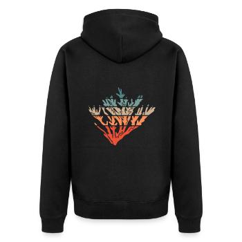 Koralle Vintage Retro Koralle Bunt - Unisex Premium Bio Zip Hoodie - Schwarz - Hinten - Nico (187cm)