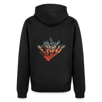 Koralle Vintage Retro Koralle Bunt - Unisex Premium Bio Zip Hoodie - Schwarz - Hinten - Nico (187cm)