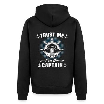Captain Boat Captain - Unisex Premium Organic Zip Hoodie - black - Back - Nico (187cm)