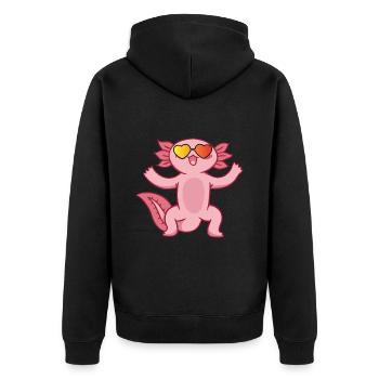 Axolotl Anime Cute Salamander Pink Animal Fish - Unisex Premium Organic Zip Hoodie - black - Back - Nico (187cm)