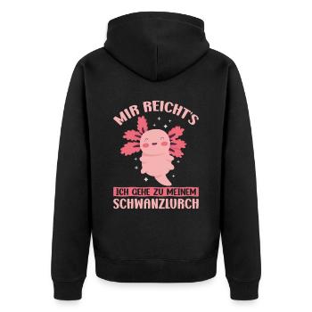 Axolotl Anime Mignon Rose Kawaii Animal - Veste à capuche bio Premium Unisexe - noir - Dos - Nico (187cm)