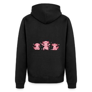 Axolotl Anime Cute Love Hearts Kawaii Animal - Unisex Premium Organic Zip Hoodie - black - Back - Nico (187cm)