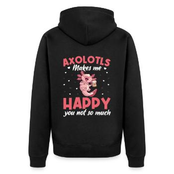 Axolotl Anime Salamandre Mignonne Kawaii Bière - Veste à capuche bio Premium Unisexe - noir - Dos - Nico (187cm)