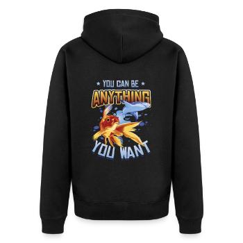 Goldfish Be A Shark, message de motivation. - Veste à capuche bio Premium Unisexe - noir - Dos - Nico (187cm)