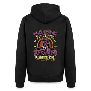 Once every girl becomes a witch on Halloween. - Unisex Premium Organic Zip Hoodie - black - Back - Nico (187cm)