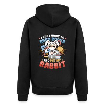 Lire des livres et caresser mon lapin. - Veste à capuche bio Premium Unisexe - noir - Dos - Nico (187cm)