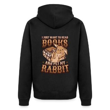 Lire des livres et caresser mon lapin. - Veste à capuche bio Premium Unisexe - noir - Dos - Nico (187cm)