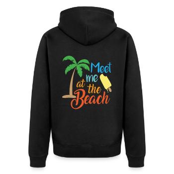Rencontrez-moi à la plage Citations - Veste à capuche bio Premium Unisexe - noir - Dos - Nico (187cm)