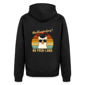 Final exam No Problama school leaving certificate - Unisex Premium Organic Zip Hoodie - black - Back - Nico (187cm)