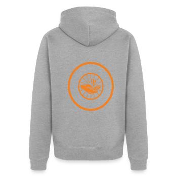 Wasser sparen Wassersparende - Unisex Premium Bio Zip Hoodie - Grau meliert - Hinten - Nico (187cm)