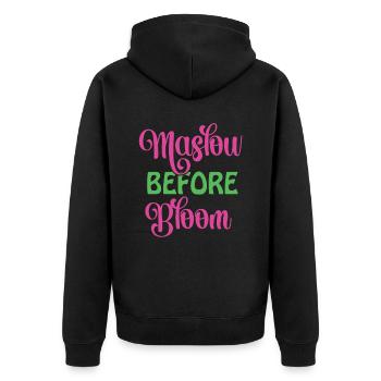 Maslow vor der Blüte - Unisex Premium Bio Zip Hoodie - Schwarz - Hinten - Nico (187cm)