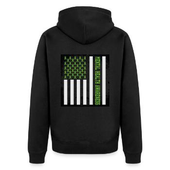 Bewusstsein für psychische Gesundheit Aufklärung über psychische - Unisex Premium Bio Zip Hoodie - Schwarz - Hinten - Nico (187cm)