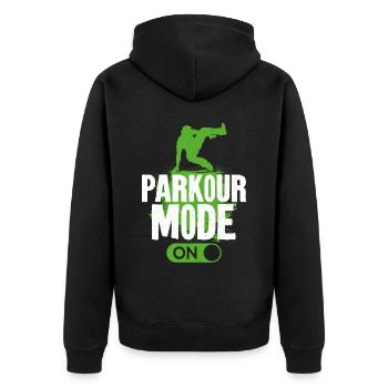 Parkour Free Running Traceur - Unisex Premium Organic Zip Hoodie - black - Back - Nico (187cm)