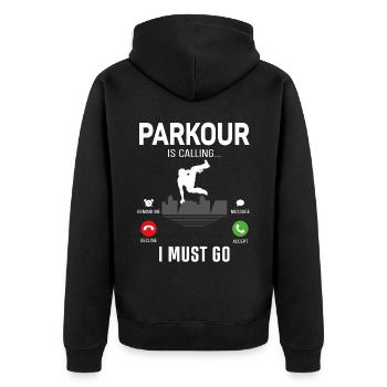 Parkour Free Running Traceur Téléphone - Veste à capuche bio Premium Unisexe - noir - Dos - Nico (187cm)