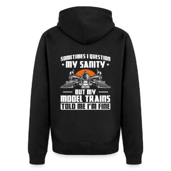 Steam Train Driver Trainspotting - Unisex Premium Bio Zip Hoodie - Schwarz - Hinten - Nico (187cm)