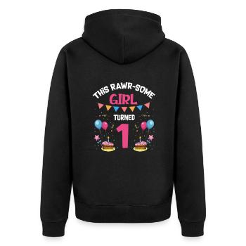Parasaurolophus Design Dinosaur Birthday - Unisex Premium Organic Zip Hoodie - black - Back - Nico (187cm)