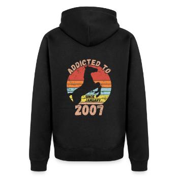 Geburtstag Pferde Reiten Januar 2007 - Unisex Premium Bio Zip Hoodie - Schwarz - Hinten - Nico (187cm)