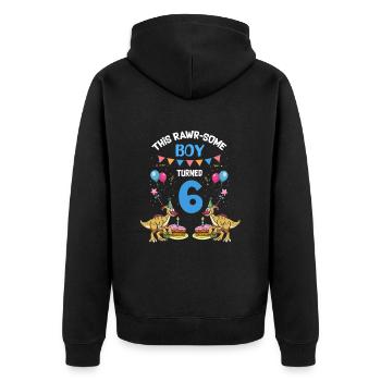 Parasaurolophus Boys Design Birthday Party - Unisex Premium Organic Zip Hoodie - black - Back - Nico (187cm)