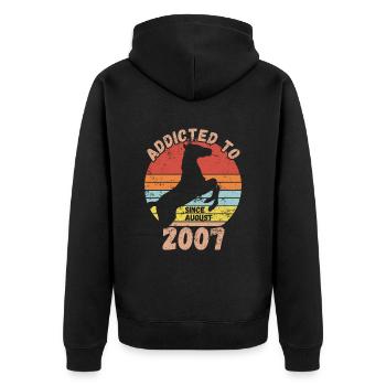Geburtstag Pferde Reiten August 2007 - Unisex Premium Bio Zip Hoodie - Schwarz - Hinten - Nico (187cm)