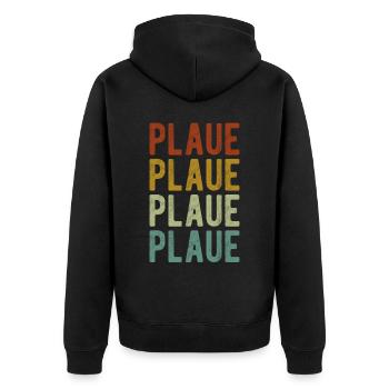 Plaue Stadt Retro Vintage - Unisex Premium Bio Zip Hoodie - Schwarz - Hinten - Nico (187cm)