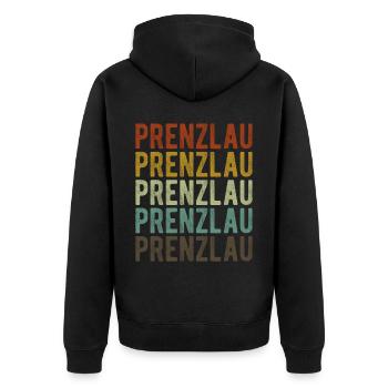 Prenzlau Stadt Retro Vintage - Unisex Premium Bio Zip Hoodie - Schwarz - Hinten - Nico (187cm)